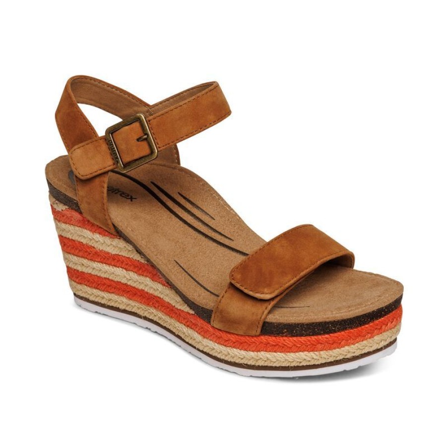 Aetrex Sydney Quarter Strap Espadrille Wedge Wedges & Heels