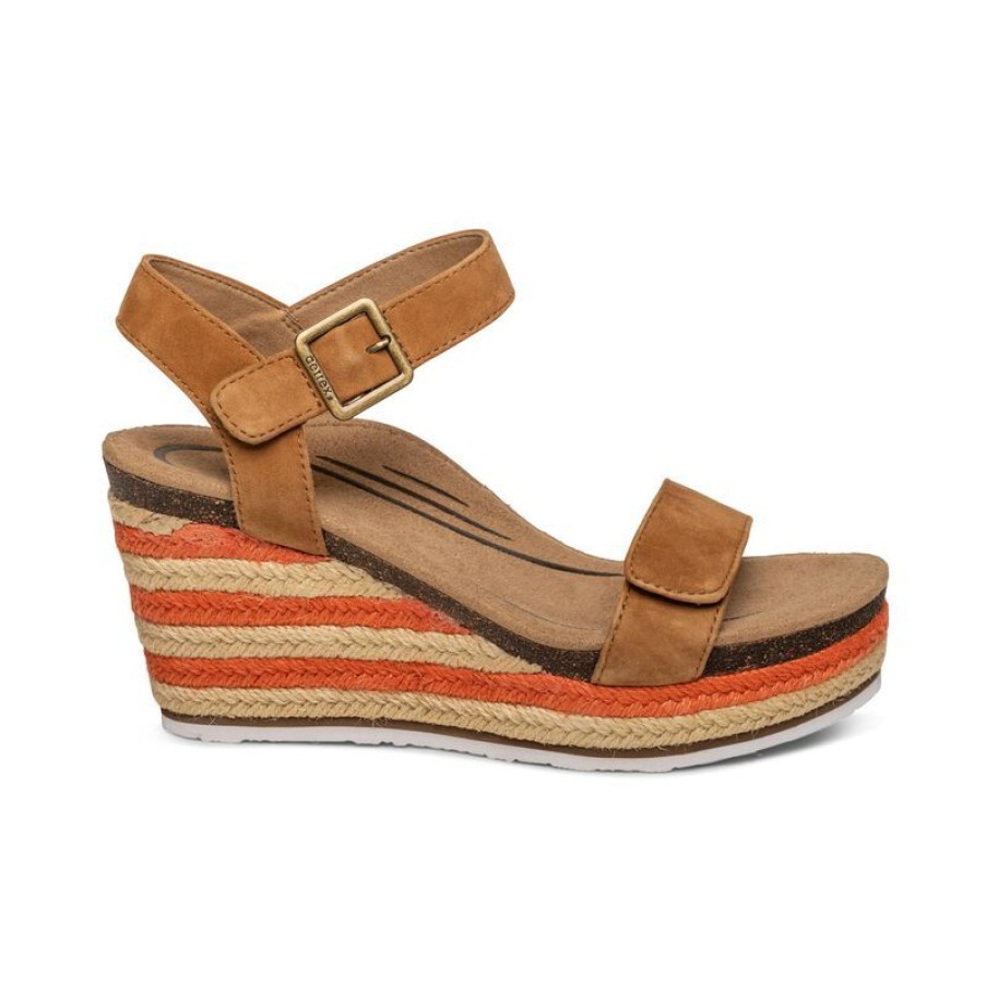 Aetrex Sydney Quarter Strap Espadrille Wedge Wedges & Heels