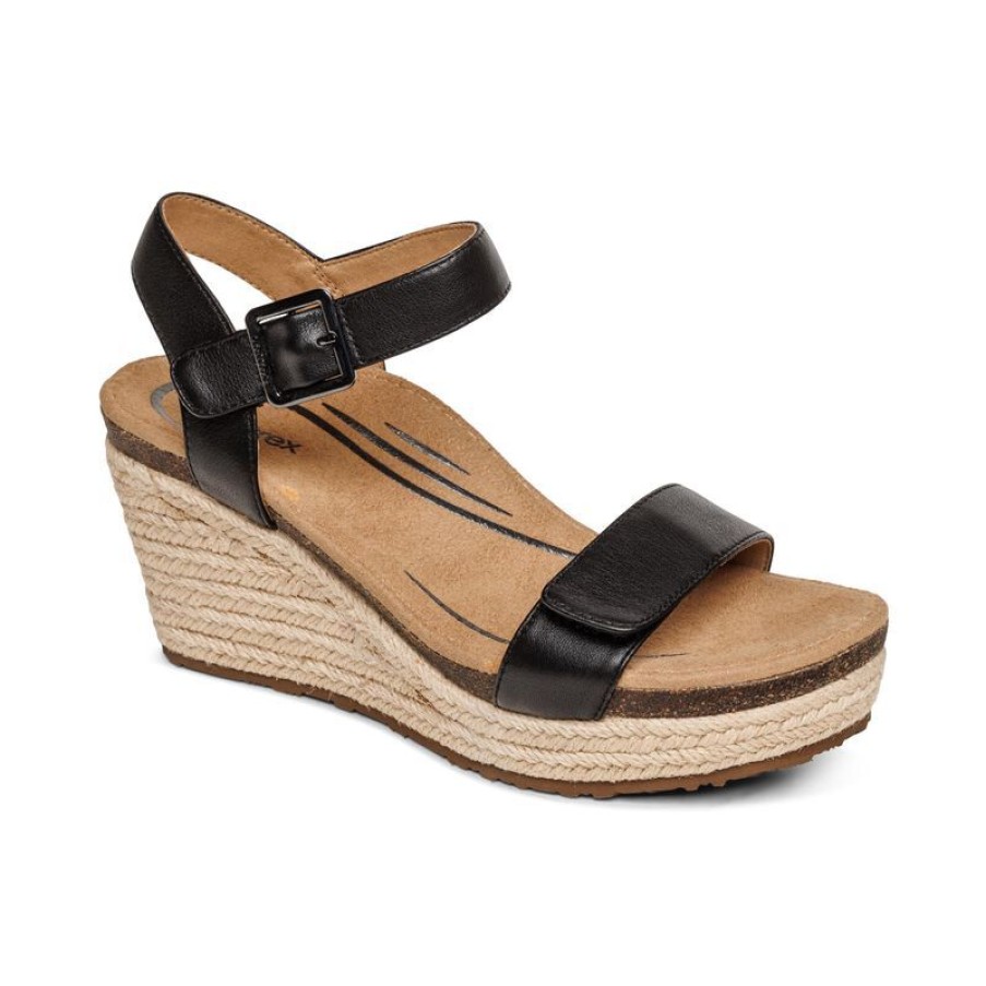 Aetrex Sydney Quarter Strap Espadrille Wedge Wedges & Heels