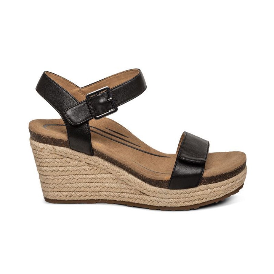 Aetrex Sydney Quarter Strap Espadrille Wedge Wedges & Heels