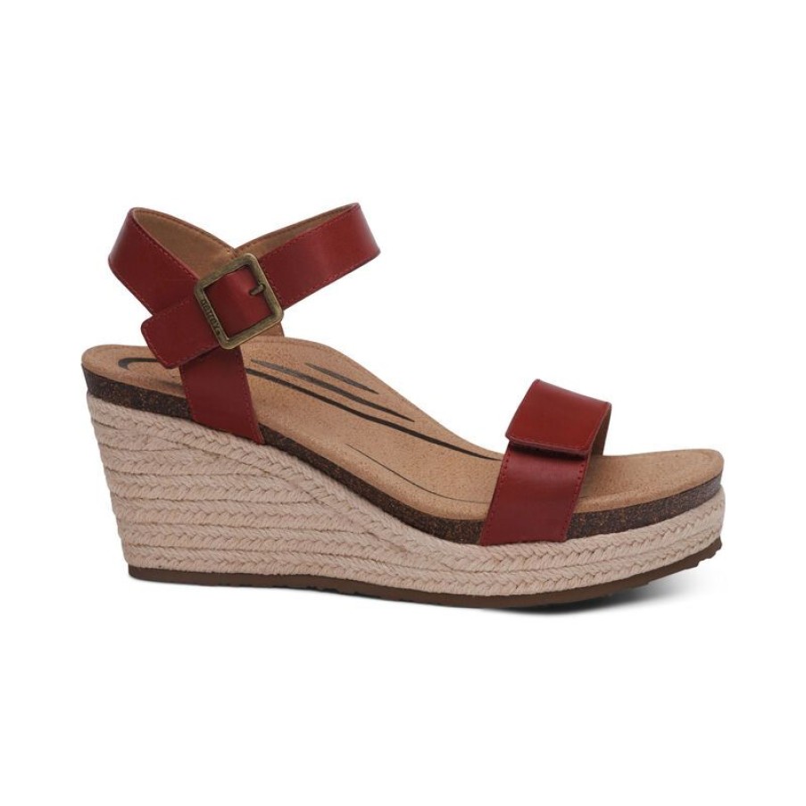 Aetrex Sydney Quarter Strap Espadrille Wedge Wedges & Heels