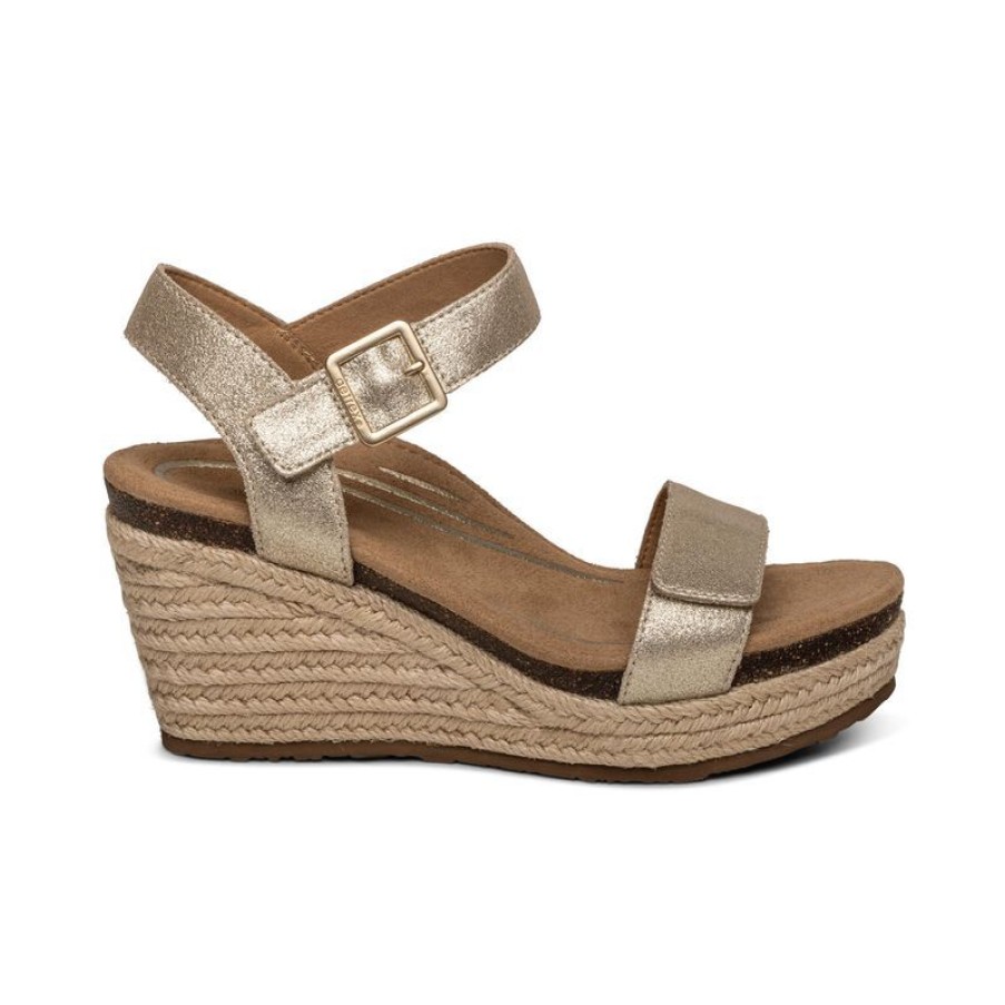 Aetrex Sydney Quarter Strap Espadrille Wedge Wedges & Heels