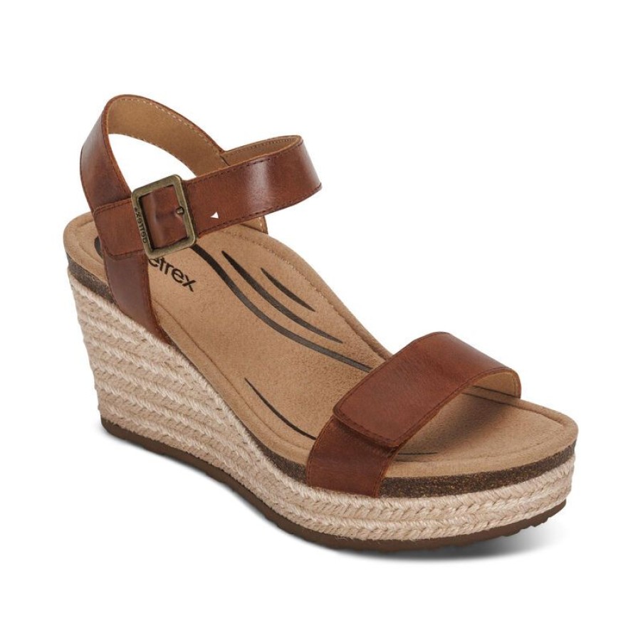 Aetrex Sydney Quarter Strap Espadrille Wedge Wedges & Heels