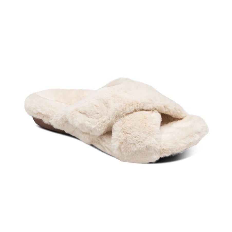 Aetrex Penelope Adjustable Faux Fur Slippers Slippers