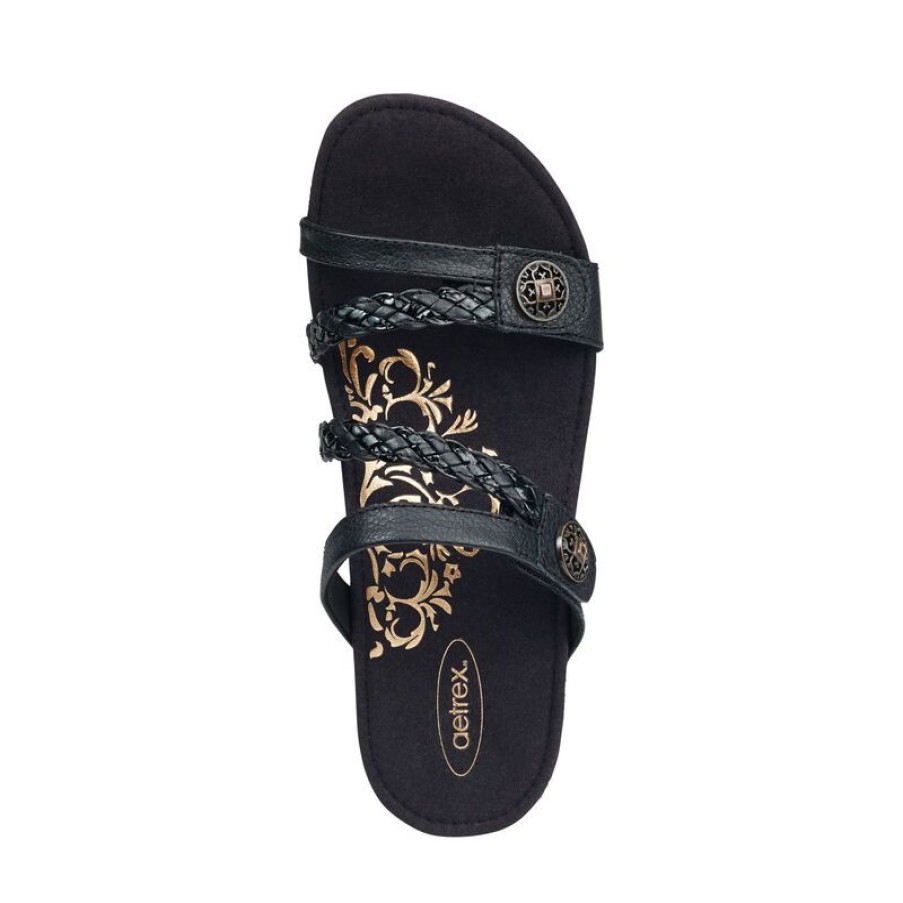 Aetrex Janey Braided Slide Sandals