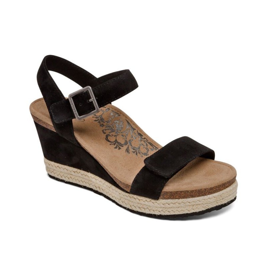 Aetrex Sydney Quarter Strap Espadrille Wedge Wedges & Heels