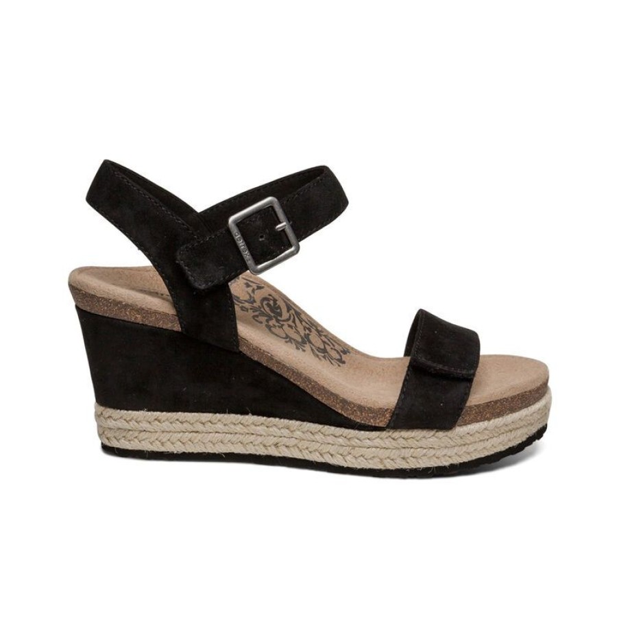 Aetrex Sydney Quarter Strap Espadrille Wedge Wedges & Heels